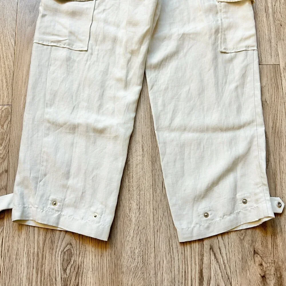 Aritzia Wilfred Kafka Linen High Rise Cargo Coastal Pants in Sand Cream Size 0